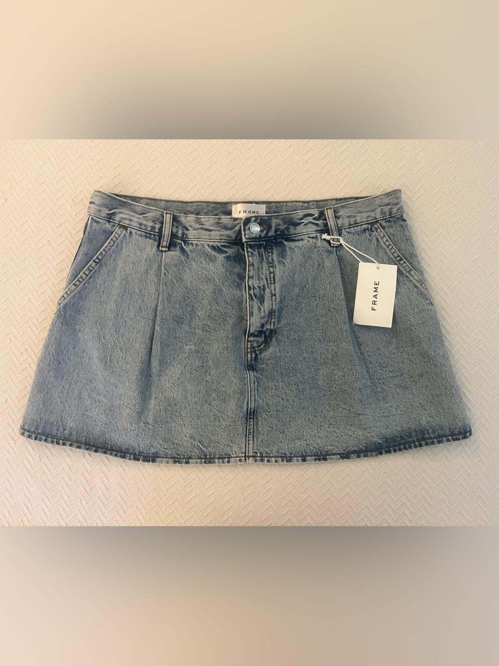 FRAME Pleated Denim Skirt